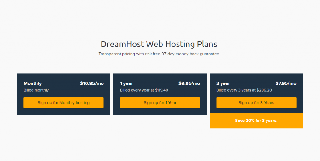 Dreamhost web hosting plans for small business