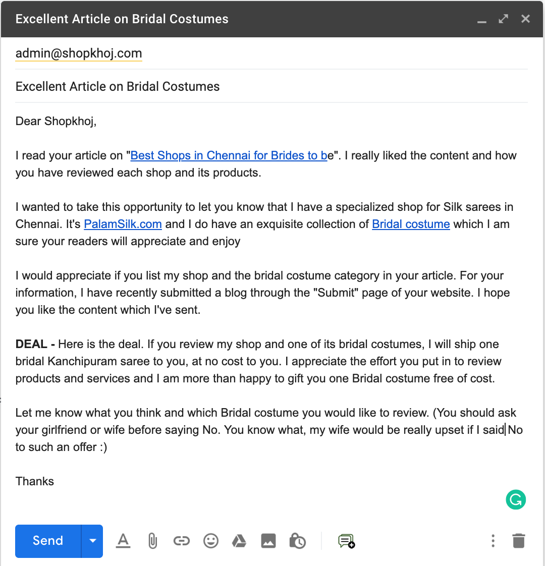 Email Pitch Win Links